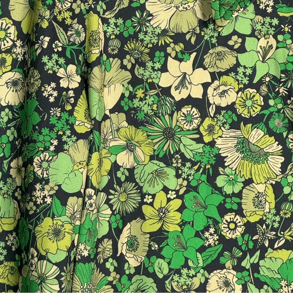 ZARA 60s 70s Inspired Green Floral Long Sleeve Mini Dress Mod Women Size M - Picture 5 of 7